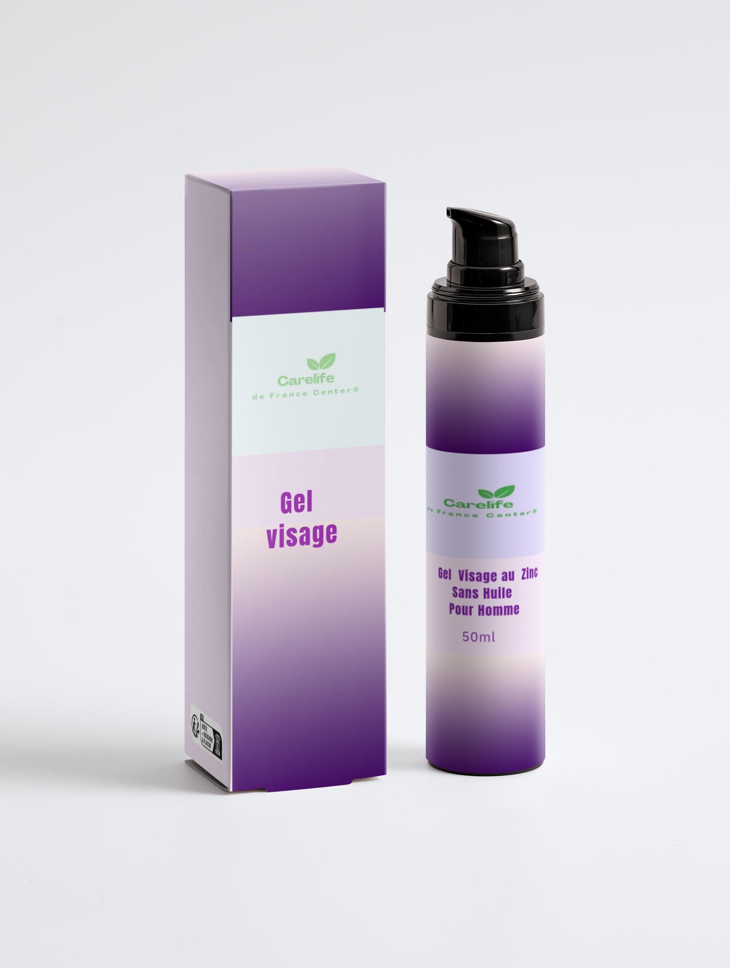 Gel visage au zinc sans huile pour hommes, 50 ml