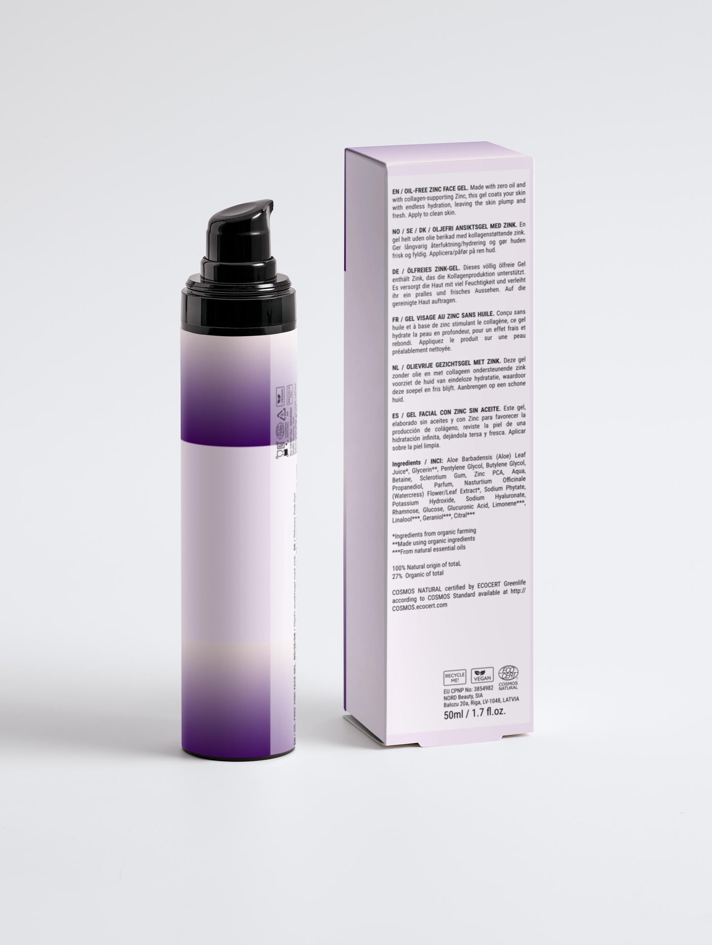 Gel visage au zinc sans huile pour hommes, 50 ml